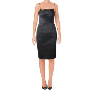 Vintage BARIANO Australia Classic Black Satin Strapless Pencil Dress Sz L